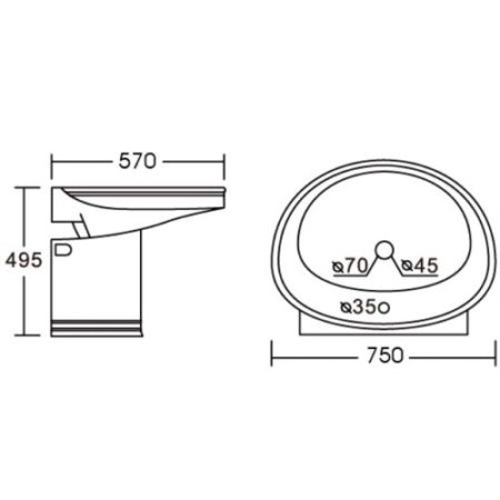 Раковина CeramaLux 75х57 2011