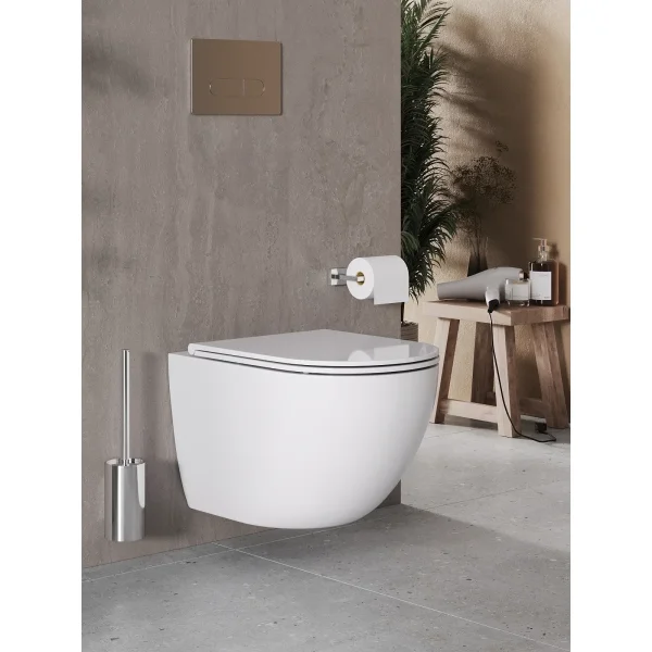 Унитаз подвесной Agger AT03100 безободковый, с сиденьем микролифт, белый глянец