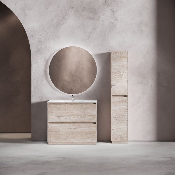 Тумба под раковину SANCOS Libra Floor напольная,  990х450х840, c двумя ящиками оснащенными доводчиками, дуб галифакс натуральный,  LB100FEG