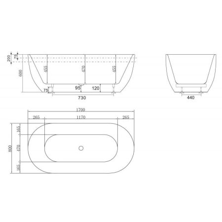 Акриловая ванна BelBagno BB70-1700-800