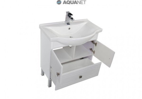 Тумба под раковину Aquanet Стайл 00181500 75 белая, 2 дверцы, 1 ящик