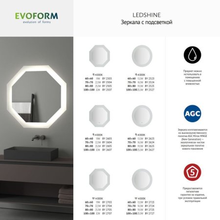 Зеркало Evoform Ledshine BY 2527 100x100