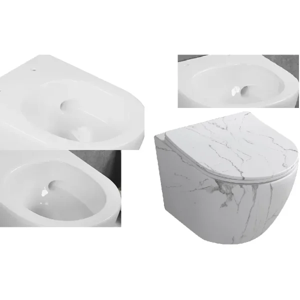 Унитаз подвесной Ceruttispa Sella Aria CT9532 безободковый, торнадо, с сиденьем микролифт, белый мрамор