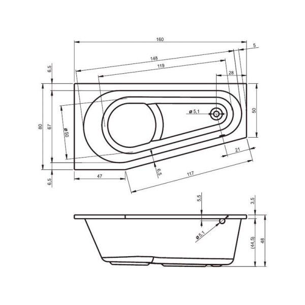 Ванна акриловая Riho Delta BB8200500000000 160x80 R