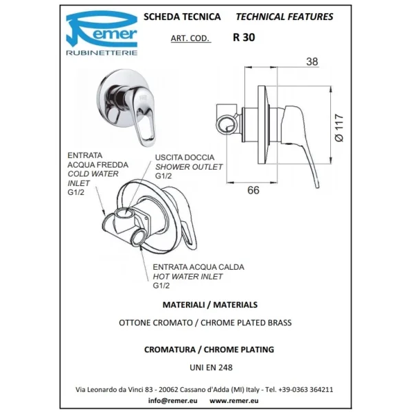 Смеситель для душа Remer Remix R30
