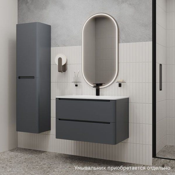 Тумба подвесная, 80 см, темно-серый, Edifice, IDDIS, EDROI8XE0DJT0iGN95VK  подходит умыв. 0108000i28