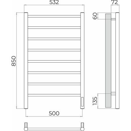 Полотенцесушитель электрический Terminus Аврора П8 50х85 4670078531179, хром