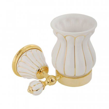 Стакан настенный Migliore Olivia 17537 керамика белая с золотым декором, золото