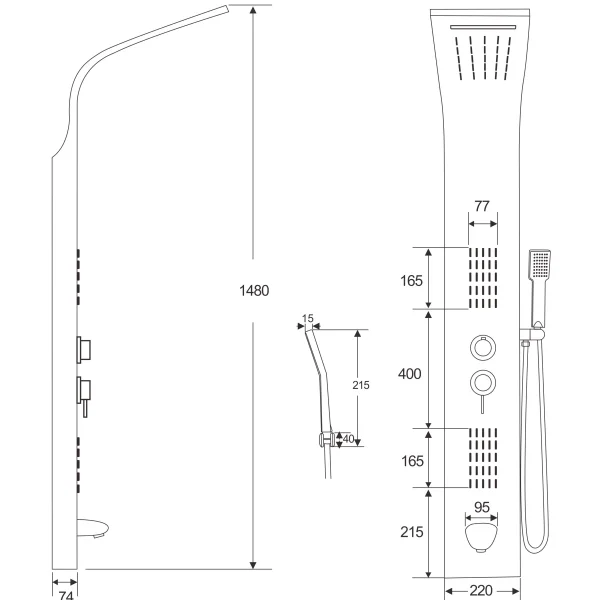 Душевая панель Ceruttispa Virginia CT9982 со смесителем, белый мрамор