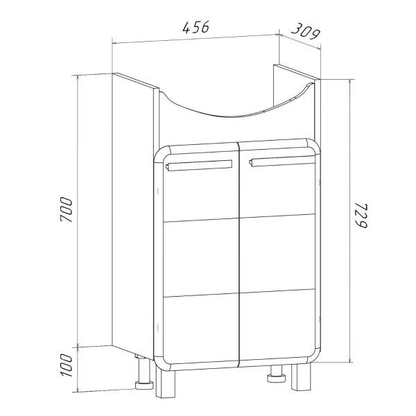 Тумба Runo Эрика 50 под умывальник Элеганс 50 (00-00004154)