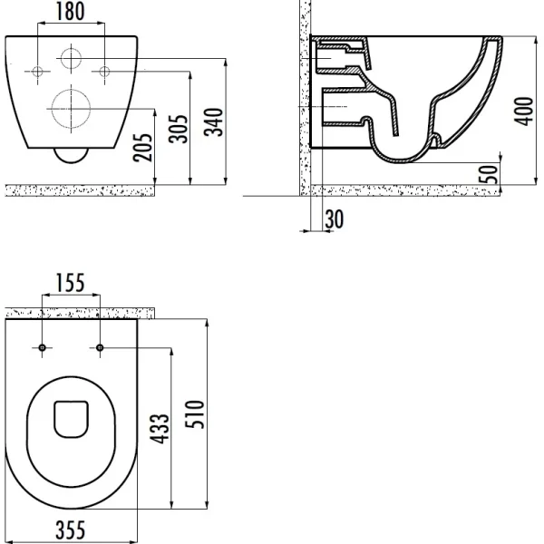 Унитаз подвесной Creavit Free FE322-00SM00E-0000 безободковый, с функцией биде, черный матовый