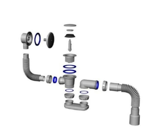 Слив-перелив Salini 23101H для ванны, хром