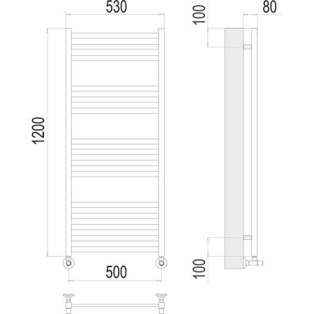 Полотенцесушитель водяной Terminus Грета П15 50х120 4670078530592, хром