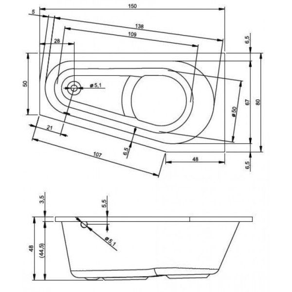 Ванна акриловая Riho Delta BB8100500000000 150x80 L