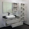 Тумба-умывальник COMFORTY "Прага-120" дуб белый с антрацитовой столешницей, с раковиной COMFORTY 78189