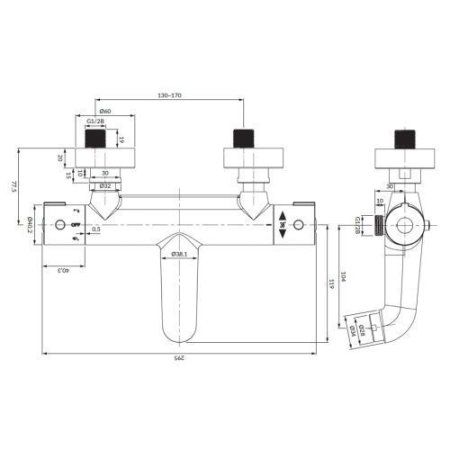 Смеситель Omnires Y Y1236-NCR для ванны, хром