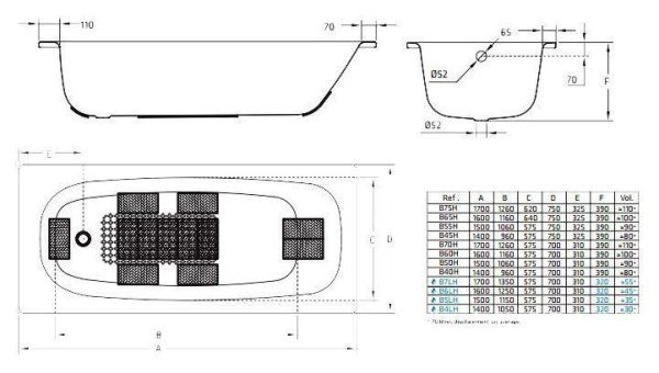 Стальная ванна BLB Universal HG B65H 160 см