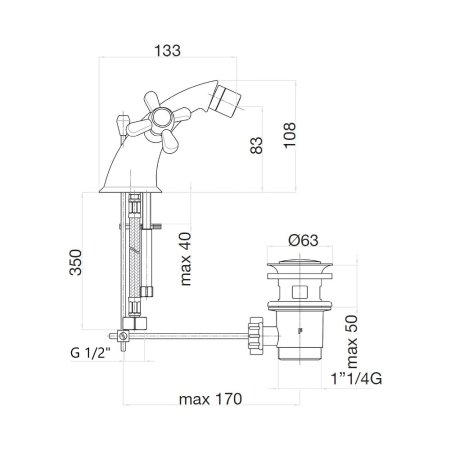 Смеситель для биде Webert Armony AM710102060, медь