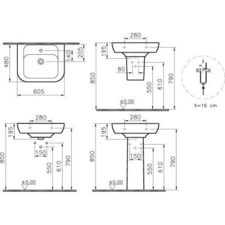 Раковина VitrA Retro 5166B003-0001 60