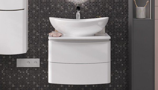 Тумба под раковину Velvex Luna 600-0-2 со столешницей навесная белый (tp.LUN.60.2Y)