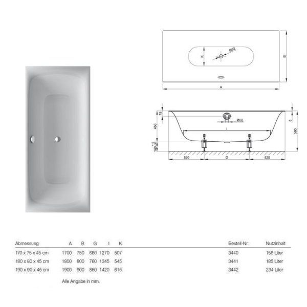 Ванна стальная Bette Lux 3442-000+PLUS 190x90 см