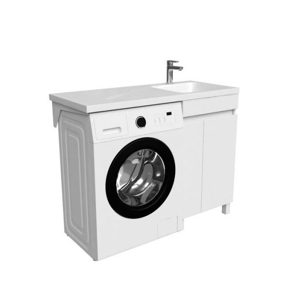 Тумба с умывальником напольная для стиральной машины с дверцами, 110 см, правая, белая, IDDIS Optima Home (OPH11RDi95K)