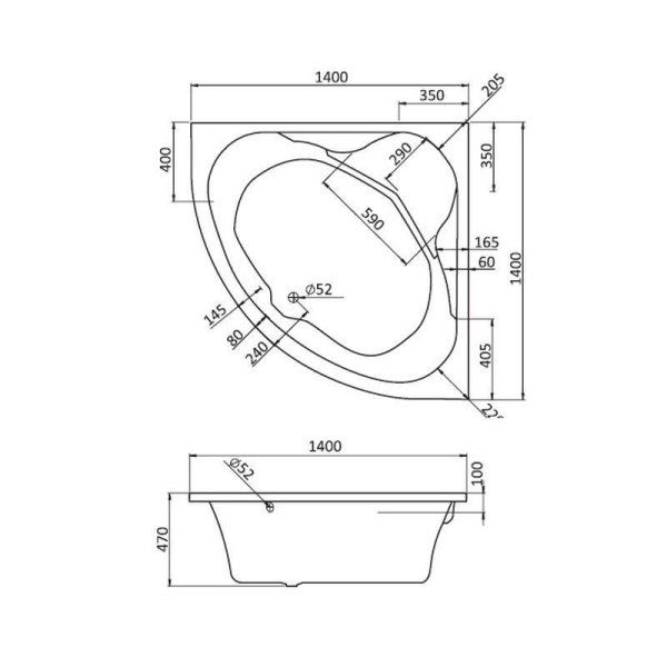Ванна акриловая Santek Мелвилл 1WH302402 140х140 см