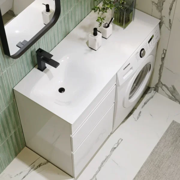 Тумба под раковину Aqwella Duet DU01052N 53,5 см, напольная, над стиральной машиной, белый глянец