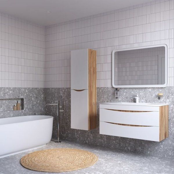 Тумба с умывальником IDDIS подвесная 100 см белая/золотистый дуб Cloud (CLKUO1AS0YYF0iFY95MDK)