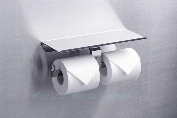 Держатель туалетной бумаги двойной с полкой RUSH Edge (ED77142B)