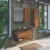 Тумба-умывальник COMFORTY "Бонн-90" дуб темный с  раковиной COMFORTY 90E черная матовая
