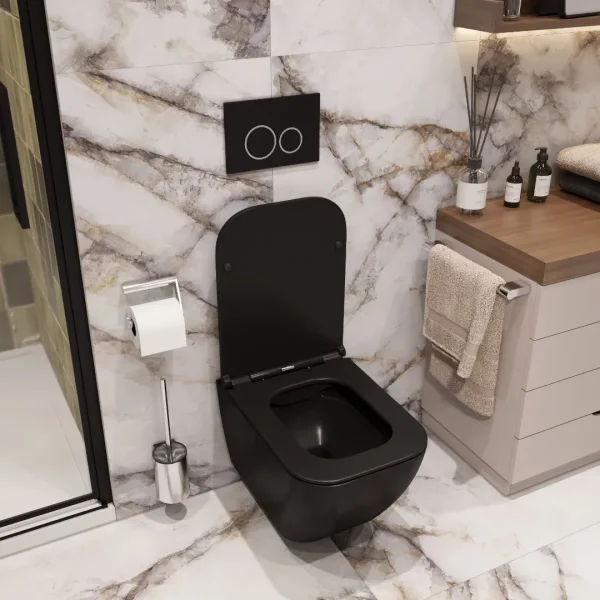 Унитаз подвесной Ceruttispa Mimi Aria CT8920 безободковый, с сиденьем микролифт, черный матовый