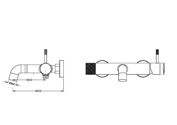 Смеситель Boheme Uno 463-SGM для ванны, антрацит глянецевый