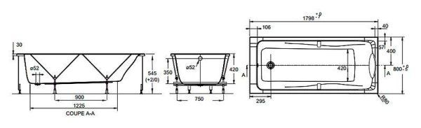 Акриловая ванна Jacob Delafon Odeon Up 180x80 см