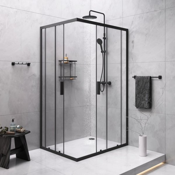 Комплект для ванной комнаты, зона помывочной 120x90 см AM.PM Gem S WK93ES, Чёрный