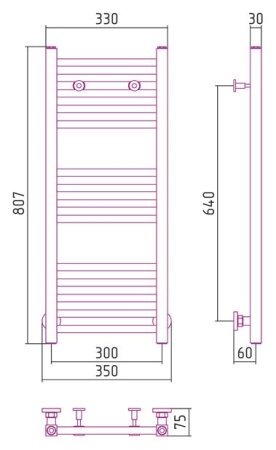 Полотенцесушитель водяной Сунержа Модус 800х300 хром