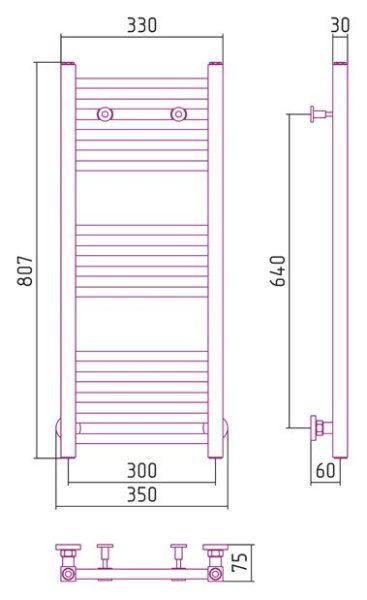 Полотенцесушитель водяной Сунержа Модус 800х300 хром
