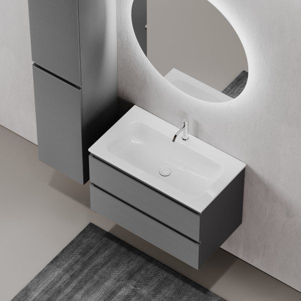 Тумба подвесная SANCOS Folk 790х445х500, c двумя ящиками оснащенными доводчиками, Grey soft, FL80GS