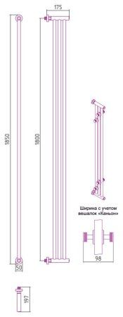 Полотенцесушитель водяной Сунержа Хорда 03-0124-1800 1800x195 золото