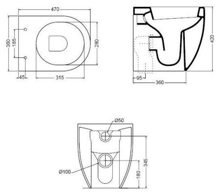 Унитаз приставной Kerasan Flo 311401 укороченный
