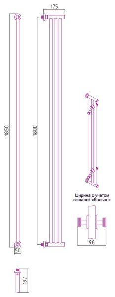 Полотенцесушитель водяной Сунержа Хорда 03-0124-1800 1800x195 золото