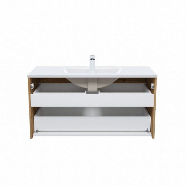 Тумба с умывальником IDDIS подвесная 100 см белая/золотистый дуб Cloud (CLKUO1AS0YYF0iFY95MDK)