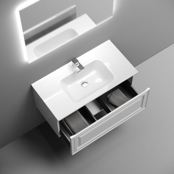 Тумба подвесная SANCOS Very 890х445х406, c одним  ящиком оснащенным доводчиками, Bianco , VR90W