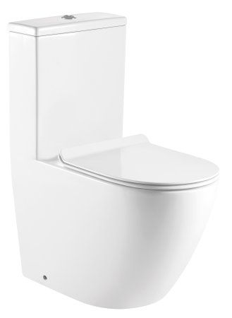 Унитаз-моноблок AZARIO MORANO 680x370х830 напольный безободковый в комплекте со смывным механизмом Geberit и сиденьем дюропласт микролифт (AZ-1001-G)