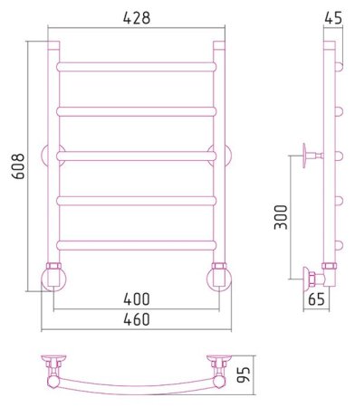 Полотенцесушитель водяной Стилье Аксиома 60х40