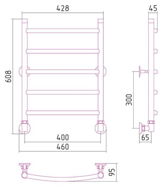Полотенцесушитель водяной Стилье Аксиома 60х40