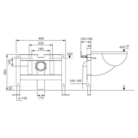 Инсталляция ABBER AC0101P для подвесного унитаза с импульсным смывом