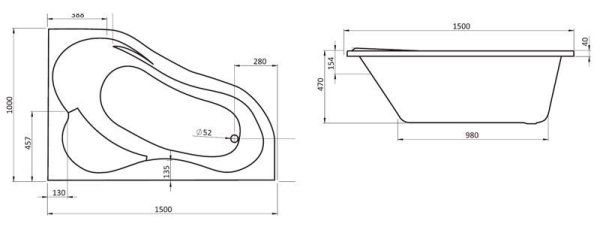 Ванна акриловая Santek Ибица 1WH112034 L 150х100 см