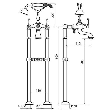 Смеситель для ванны Webert Alexandra DO720801015 хром