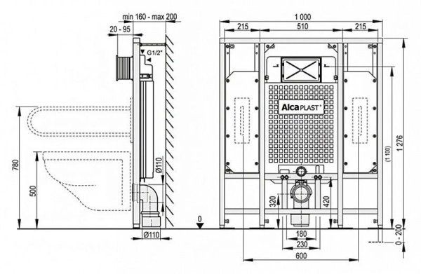 Система инсталляции для унитазов AlcaPlast Sadromodul A101/1300H